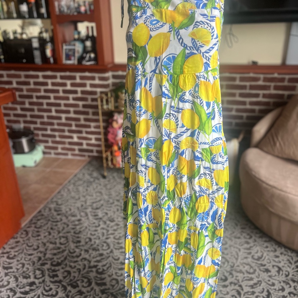 Lemon Print Maxi Dress